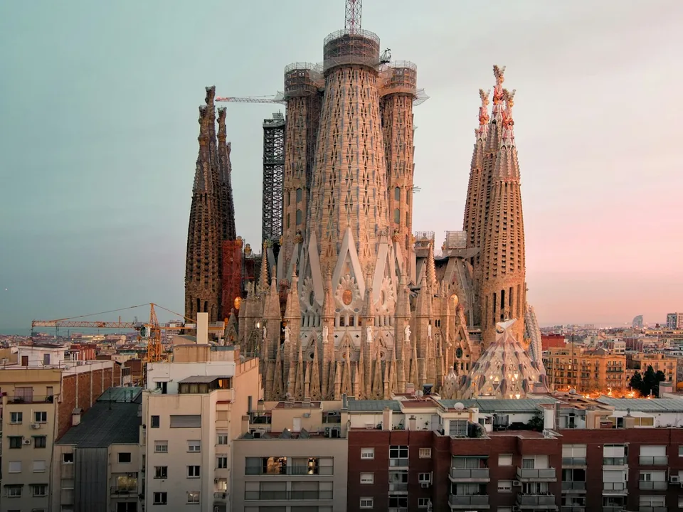 The Sagrada Família above the rooftops of Barcelona