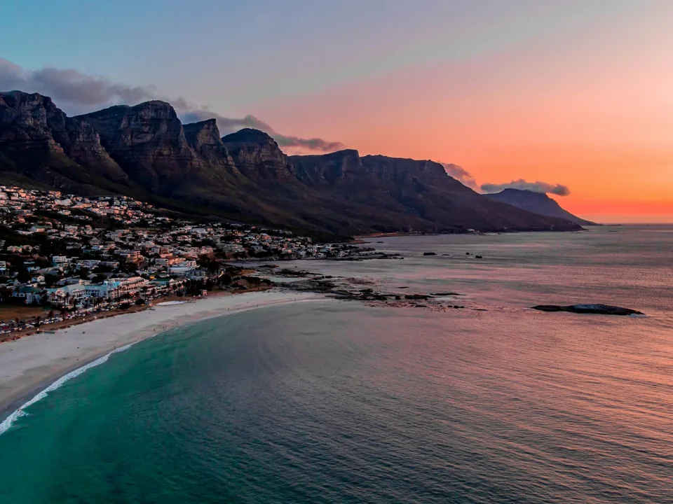 Camps Bay and the Twelve Apostles in Cape Town at sunset