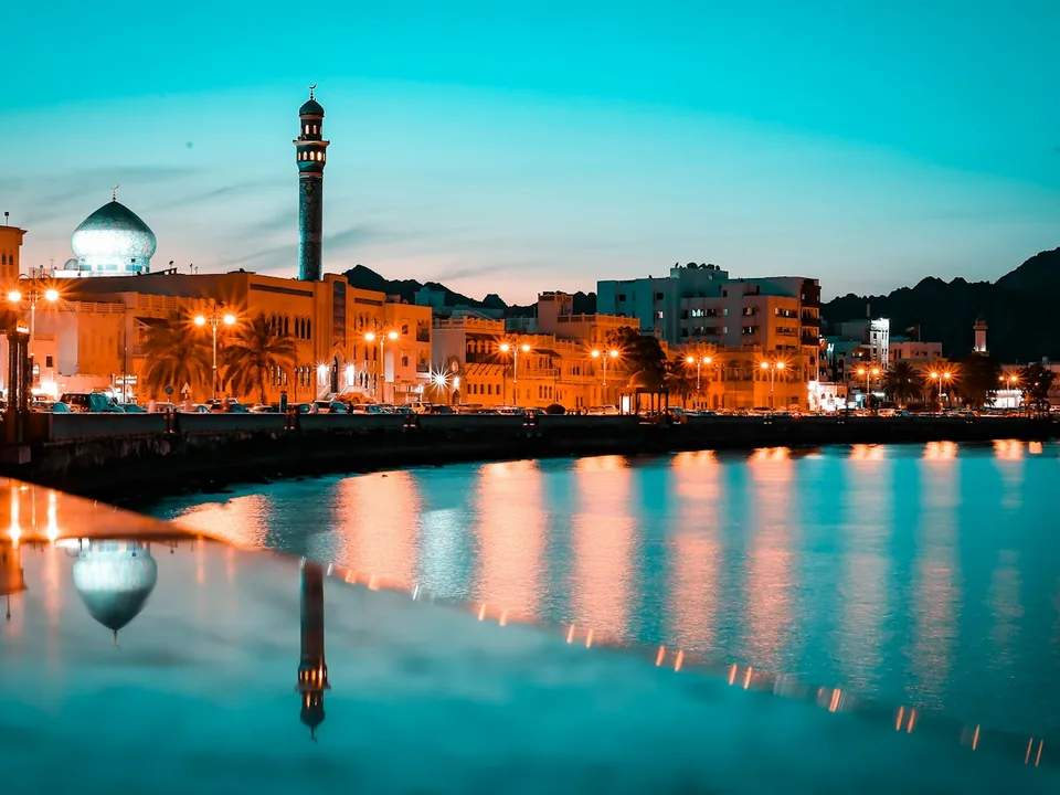 The Mutrah Corniche in Muscat at dusk